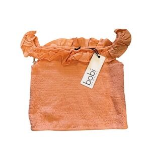 Bobi Off Shoulder Ruffle Tube‎ Top Guava Peach Size Medium Boho